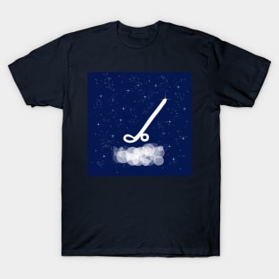 Stick, golf, hockey, sport, club, technology, light, universe, cosmos, galaxy, shine, concept T-Shirt